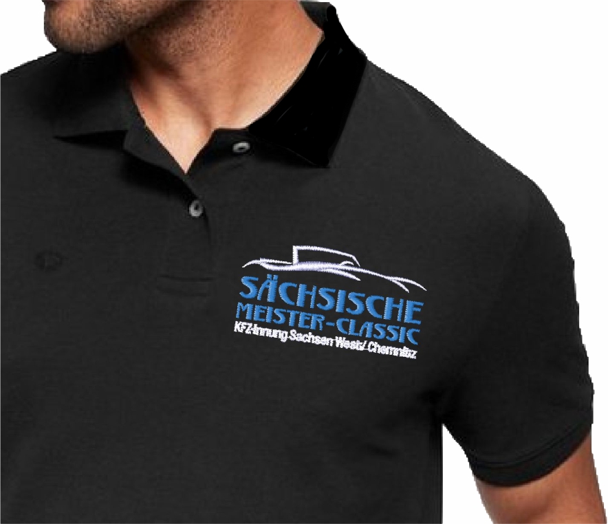 Polo-Shirt zur 2. Sächsischen Meister Classic Oldtimer Rallye schwarz 3XL