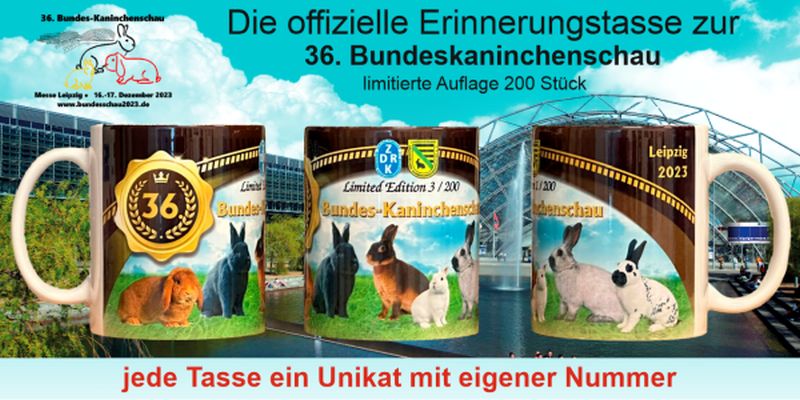 limitierte Erinnerungstasse 36. Bundeskaninchenschau Leipzig