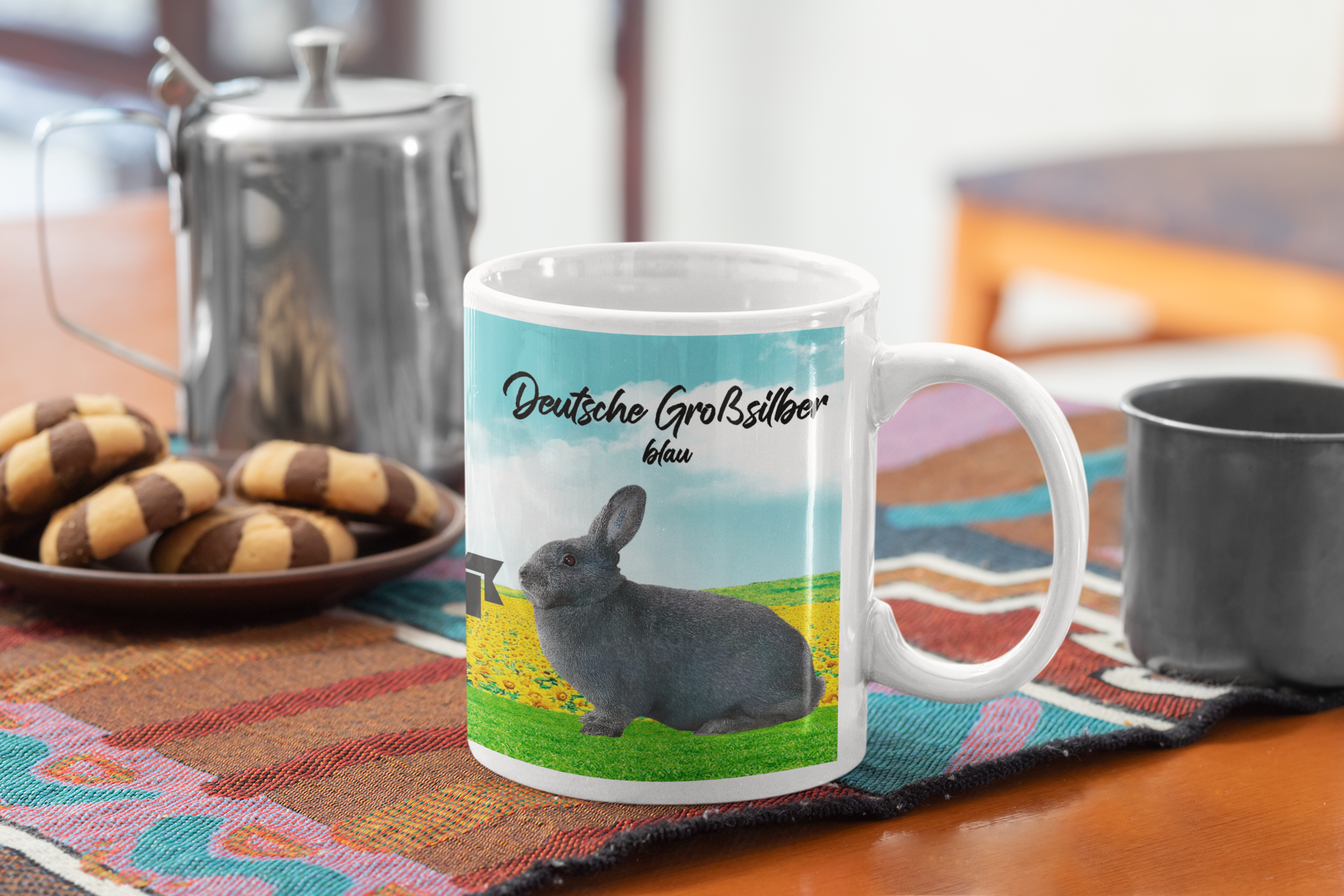 Kaffeetasse Tasse Kaninchen Deutsche Großsilber blau T58
