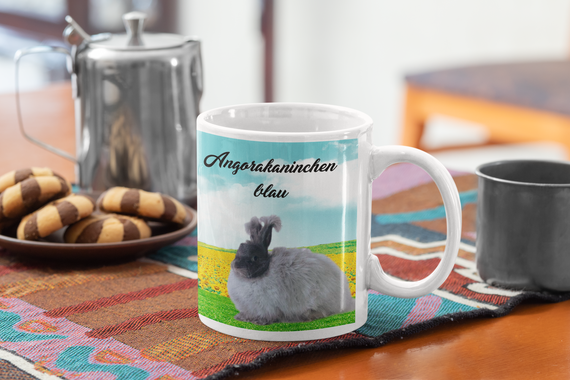 Kaffeetasse Tasse Kaninchen Angora blau T37