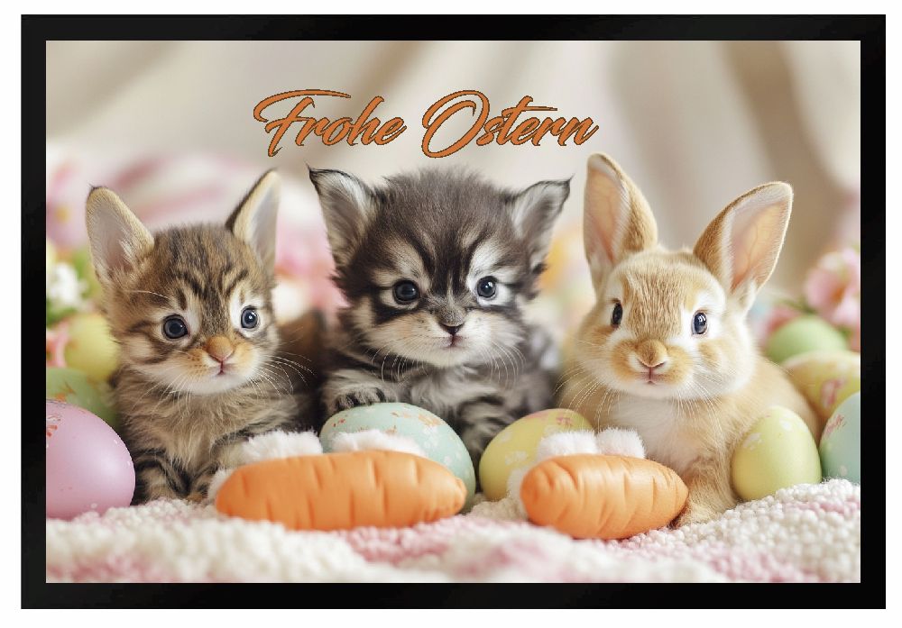 Fußmatte Frohe Ostern Katze Kaninchen F2618 60x40 cm