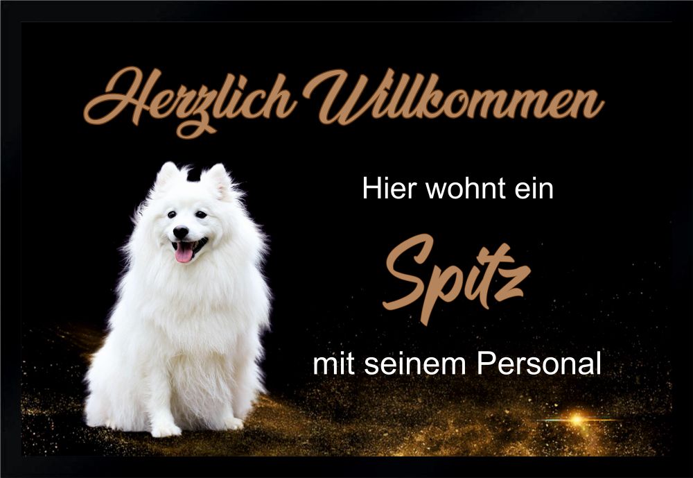 Fußmatte Schmutzfangmatte Herzlich Willkommen Hund Spitz F203 60x40 cm