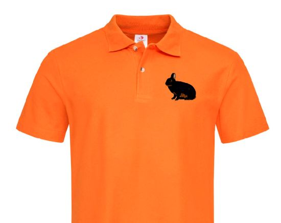 Polo-Shirt bestickt mit Kaninchen Farbenzwerge lohfarbig P2000 anthrazit 3XL