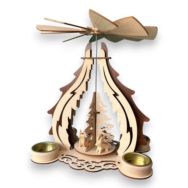 Holz Teelicht Pyramide mit Kaninchen