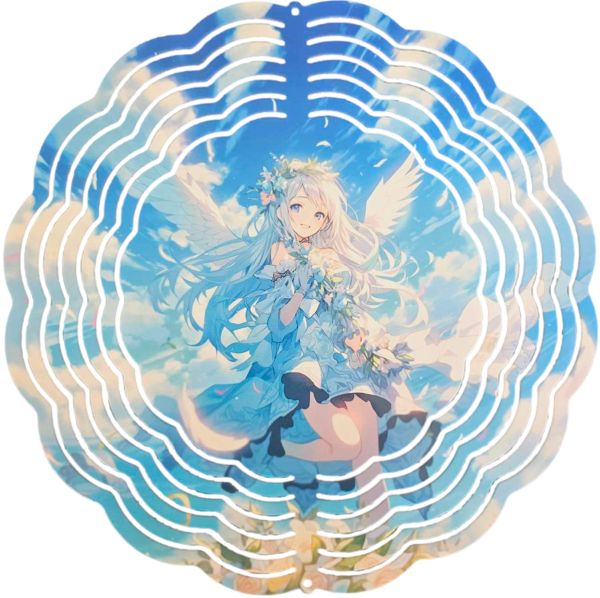 Edelstahl 3D Windspiel Windspinner 20cm Anime Mädchen Engel WI339