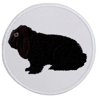 Kaninchen Deutscher Widder schwarz ... Aufnäher Patch 8 cm (2038)