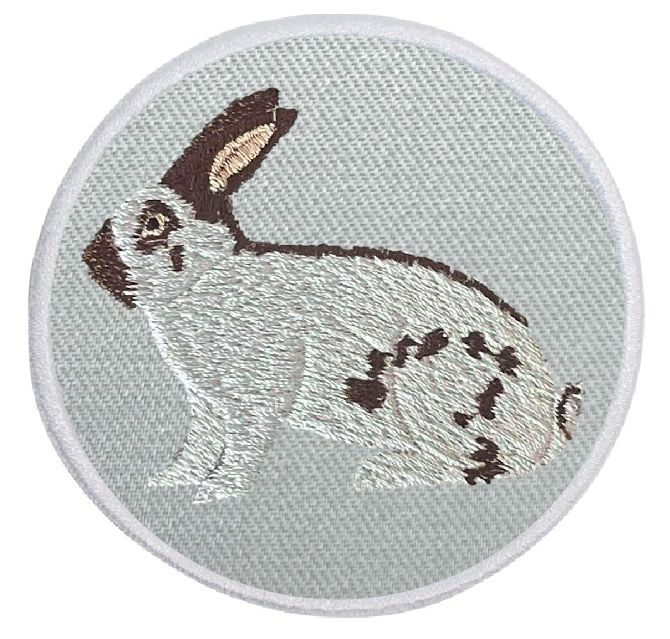 Kaninchen Deutsche Riesenschecke havannafarbig ... Aufnäher Patch 8 cm (2019)