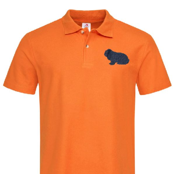 Polo-Shirt bestickt mit Kaninchen Deutscher Widder blau  P2014 anthrazit 3XL