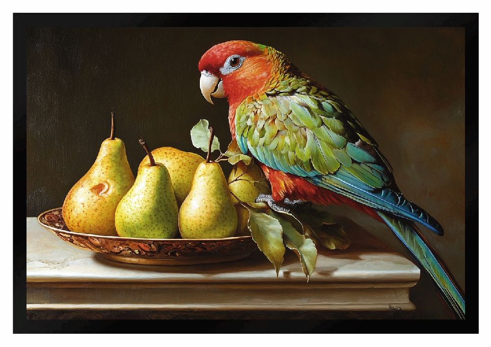 Fußmatte Papagei Ziergeflügel mit Birnen Obst F2637 60x40 cm