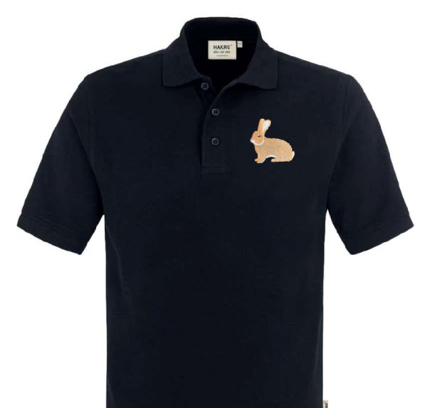 Polo-Shirt bestickt mit Kaninchen Dt. Riesen gelb P2008 anthrazit 3XL