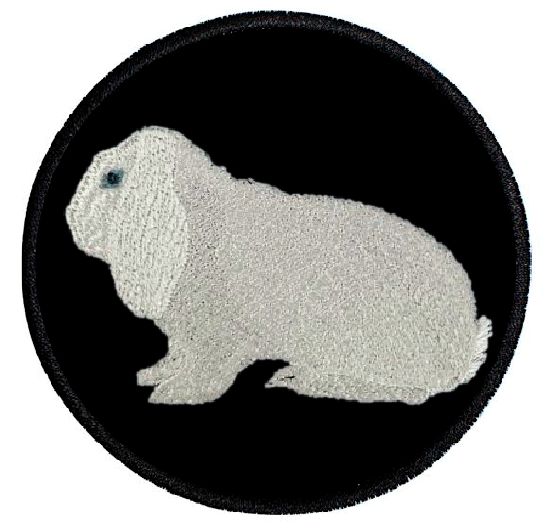 Kaninchen Deutscher Widder weiß Blauauge ... Aufnäher Patch 8 cm (2034)