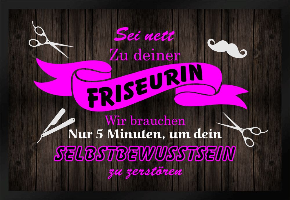 Fußmatte Schmutzfangmatte  Friseur Bart Schere Selbstbewusstsein F682 60x40 cm