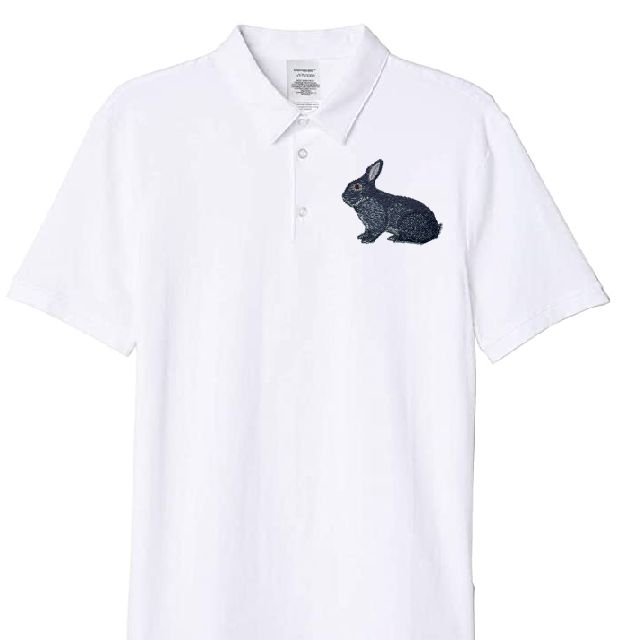 Polo-Shirt bestickt mit Kaninchen Großchinchilla P2017 anthrazit 3XL
