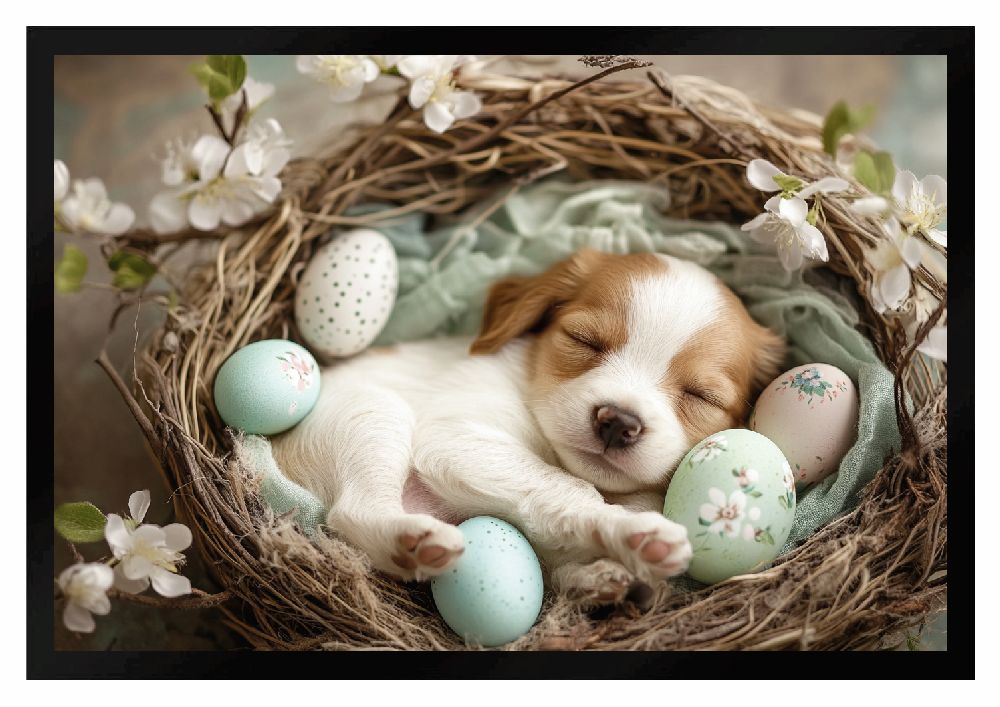 Fußmatte Ostern Welpe mit Ostereiern Hund F2630 60x40 cm