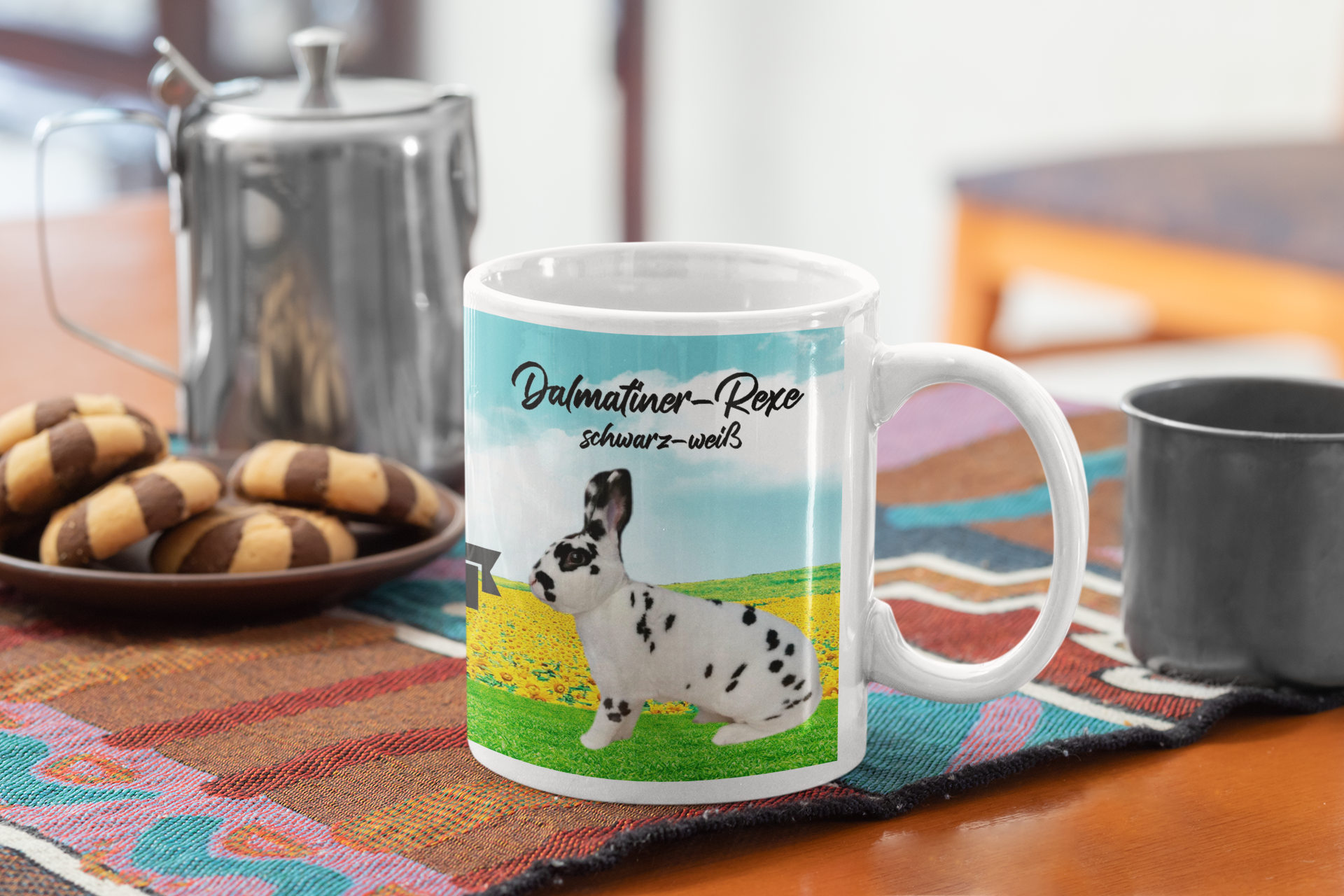Kaffeetasse Tasse Kaninchen Dalmatiner Rexe schwarz-weiß T55