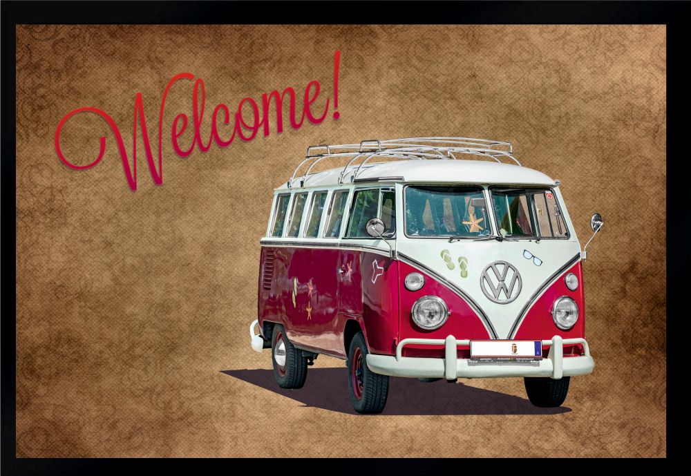 Fußmatte Schmutzfangmatte Willkommen Volkswagen Bulli VW F209 60x40 cm