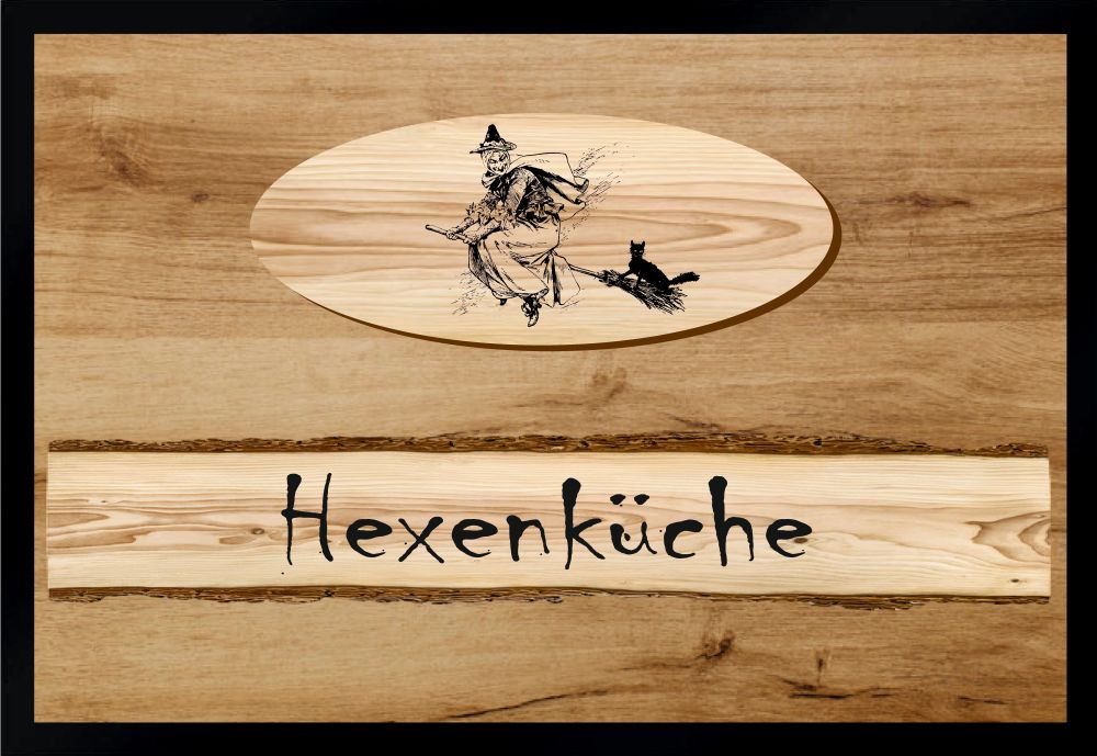 Fußmatte Schmutzfangmatte Hexenküche Hexenbesen Holz rutschfest F1062 60x40 cm