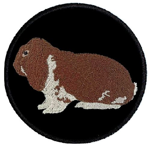 Kaninchen Deutscher Widder havannafarbig weiß ... Aufnäher Patch 8 cm (2031)