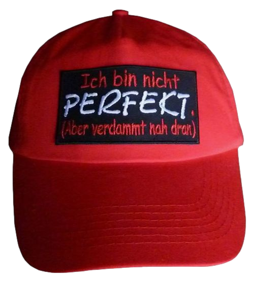 Basecap Cap bestickt ...Ich bin nicht perfekt... in rot  (747)