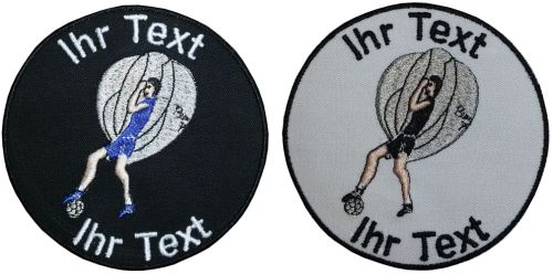 Ballonfußball Aufnäher Patch gestickt mit Wunschtext 10cm(870) schwarz