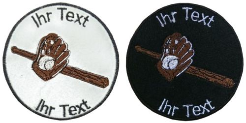 Baseball Aufnäher mit Wunschtext Verein Patch 10cm (268) weiß - Farbe: weiß