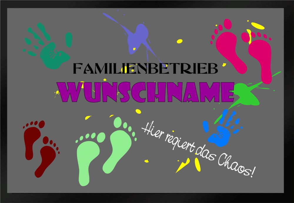 Fußmatte Schmutzfangmatte Familienbetrieb Wunschname Hände Füße F500 60x40 cm