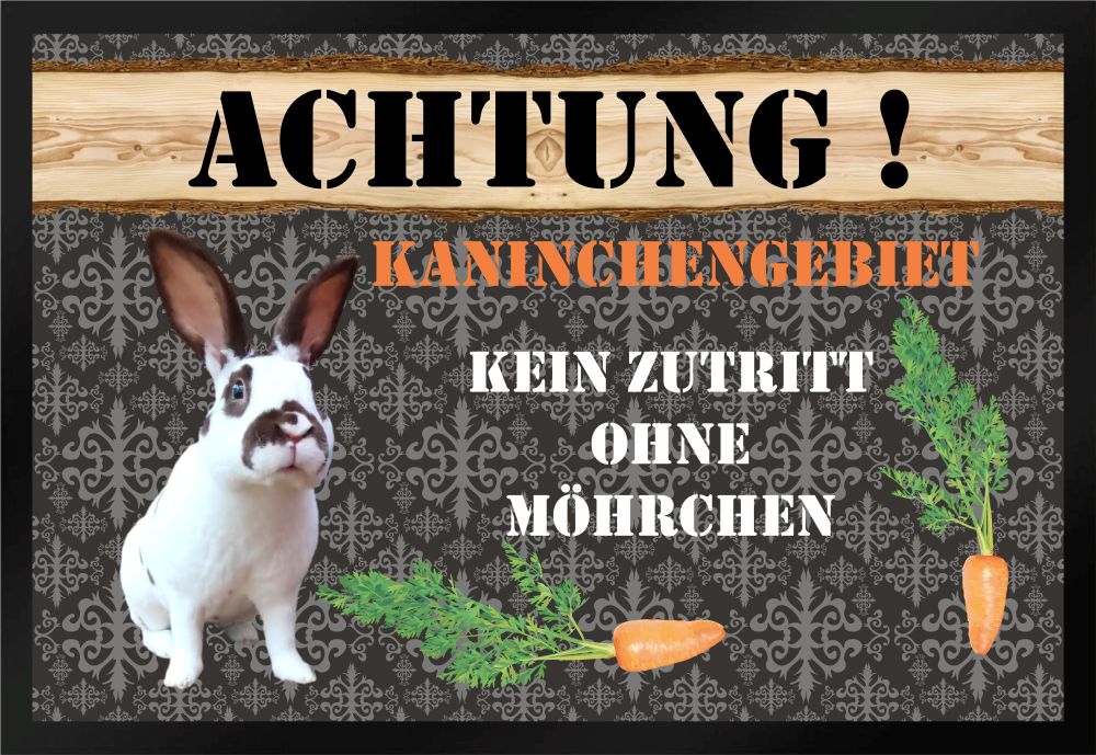 Fußmatte Schmutzfangmatte Achtung Zutritt Kaninchen Möhren F642 60x40 cm