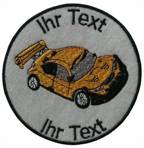 Auto Motorsport Aufnäher mit Wunschtext  Verein Patch 10cm (253)