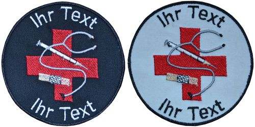 Arzt Arztkittel Aufnäher m Wunschtext Verein Patch 10cm (706) schwarz