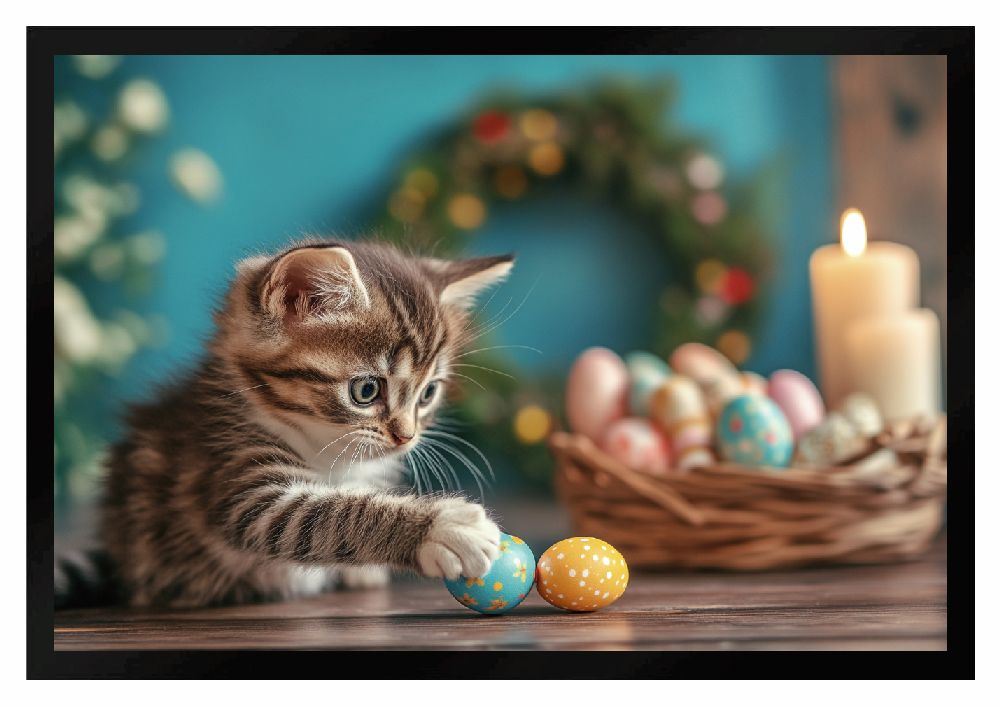 Fußmatte Ostern niedliche Katze Kitten Ostereier F2627 60x40 cm