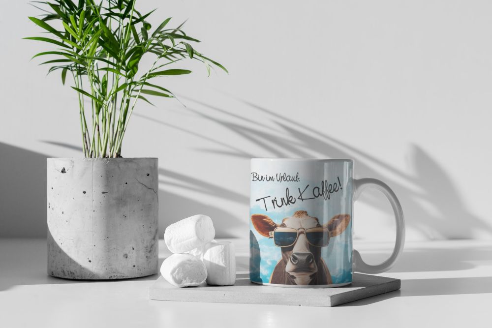 Kaffeetasse Tasse Bin im Urlaub - Trink Kaffee T223