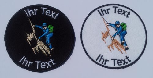 Bergsteigen Klettern Aufnäher mit Wunschtext Patch 10cm (31) weiß