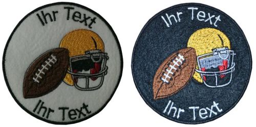 American Football Aufnäher mit Wunschtext Verein Patch 10cm  (256) weiß