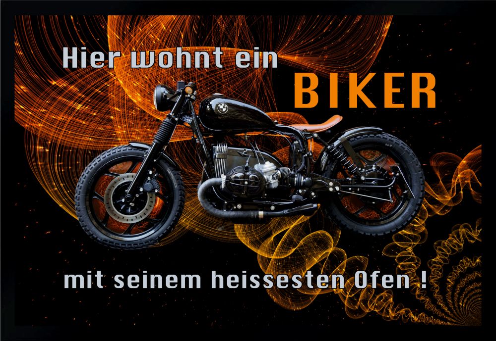 Fußmatte Schmutzfangmatte Biker mit heißesten Ofen F327 60x40 cm