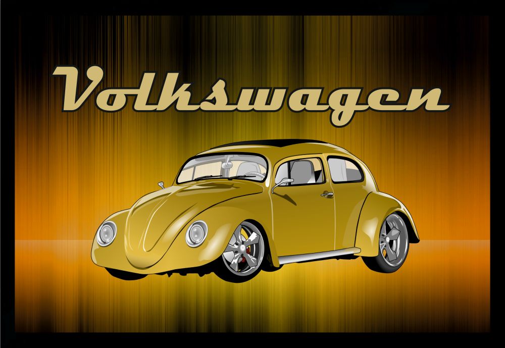 Fußmatte Schmutzfangmatte Volkswagen alt gold rutschfest F1034 60x40 cm