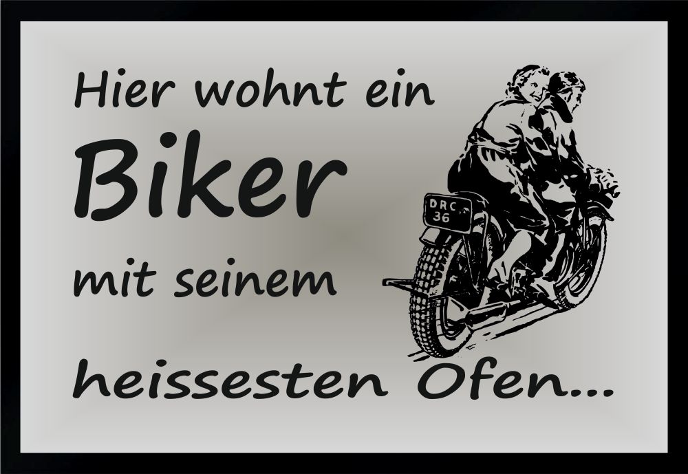 Fußmatte Schmutzfangmatte Hier wohnt Biker mit heißesten Ofen F330 60x40 cm