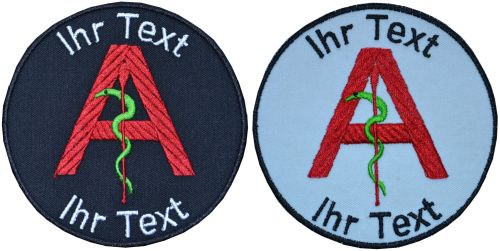 Apotheker Aufnäher m Wunschtext Verein Patch 10cm (708) schwarz