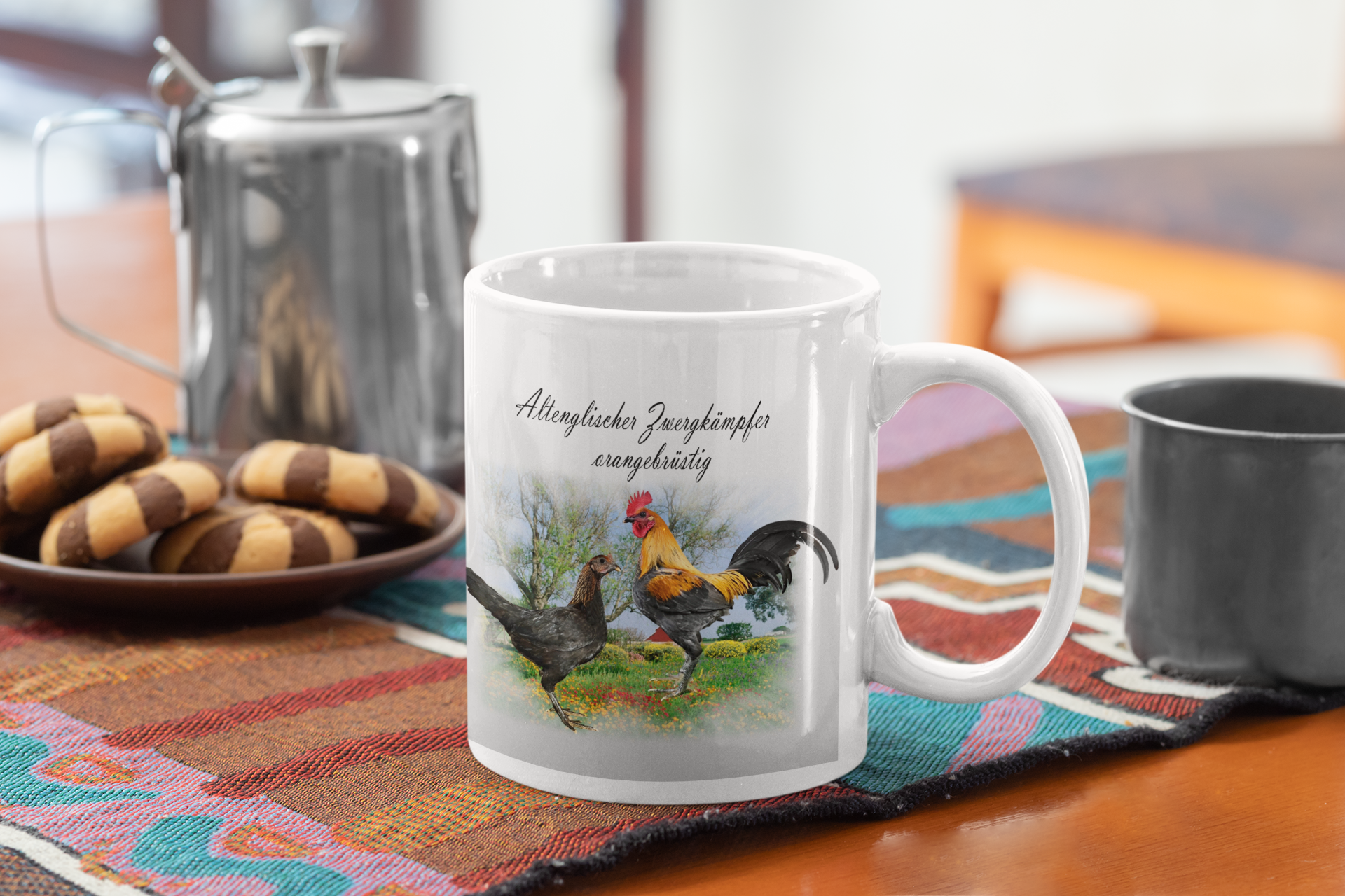 Kaffeetasse Tasse Hühner Altenglischer Zwergkämpfer orangebrüstig T33