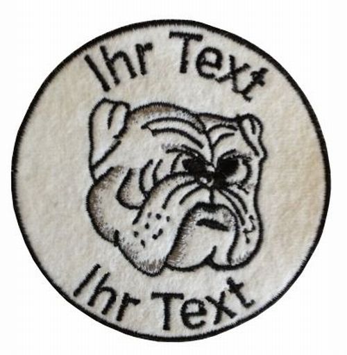 Bulldogge Aufnäher mit Wunschtext Hundezüchter Patch 10cm  (68)