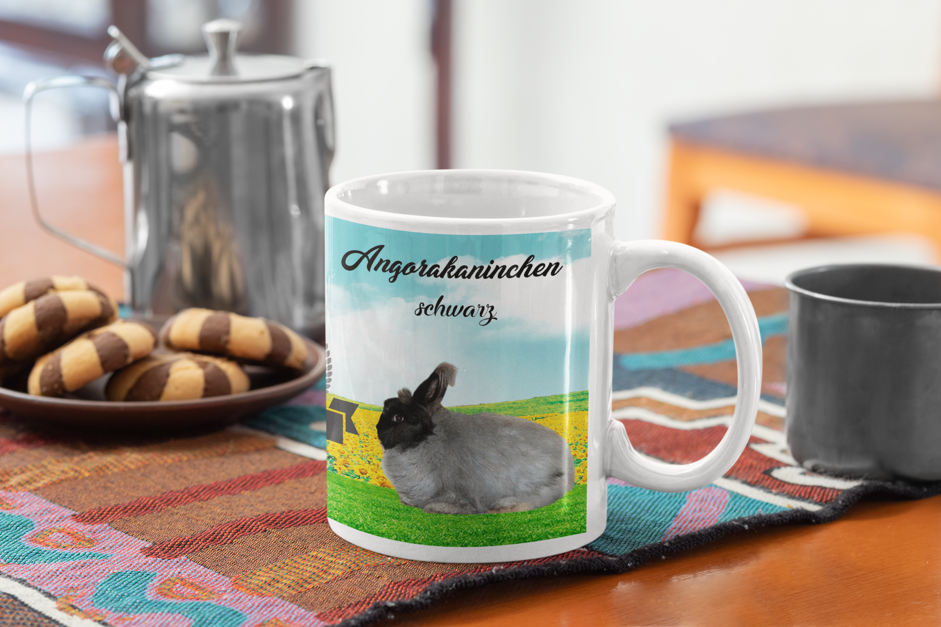 Kaffeetasse Tasse Kaninchen Angora schwarz T41