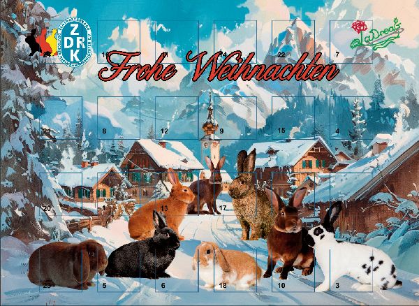 Adventskalender Rassekaninchen mit Schokolade gefüllt Vers. 2 zd160