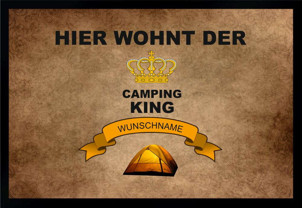 Fußmatte Schmutzfangmatte Hier wohnt der Camping King F305 60x40 cm