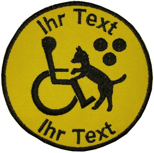 Blindenhund Blindenführhund Aufnäher mit Wunschtext Patch 8cm (651-1)