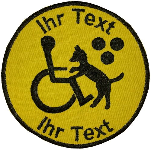 Blindenhund Blindenführhund Aufnäher mit Wunschtext Patch 10cm (651)