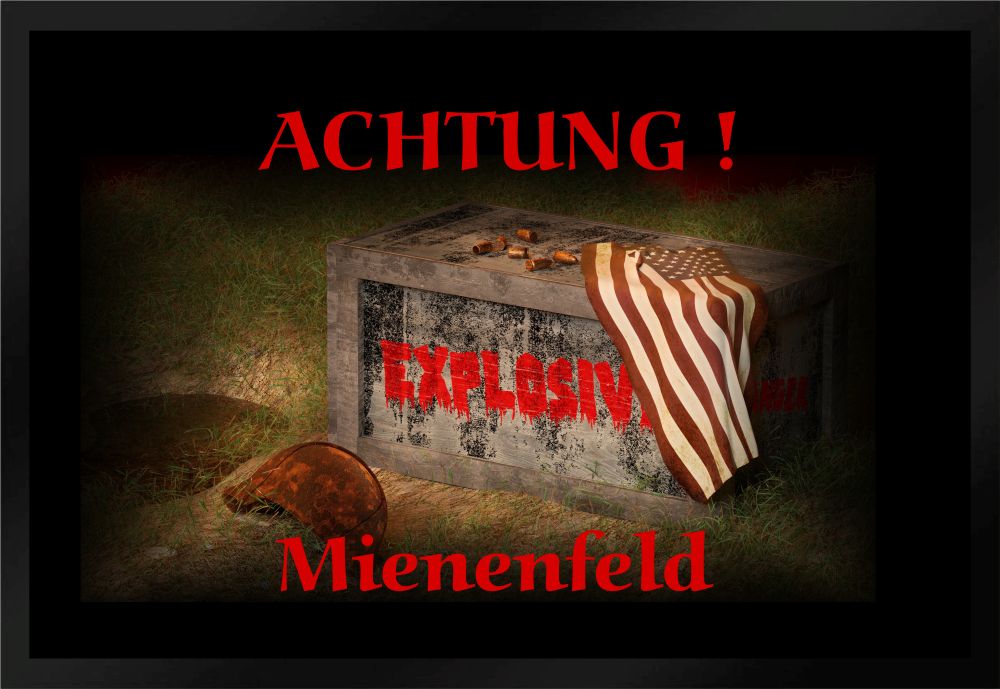 Fußmatte Schmutzfangmatte Achtung Mienenfeld Explosiv F447