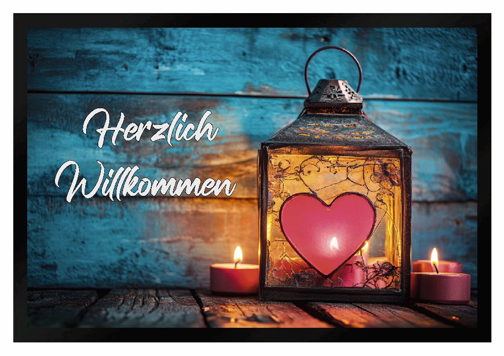 Fußmatte Herz Laterne Herzlich Willkommen F2653 60x40 cm