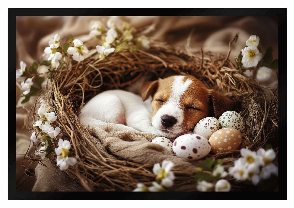 Fußmatte Ostern niedlicher Hund Welpe Ostereier F2628 60x40 cm