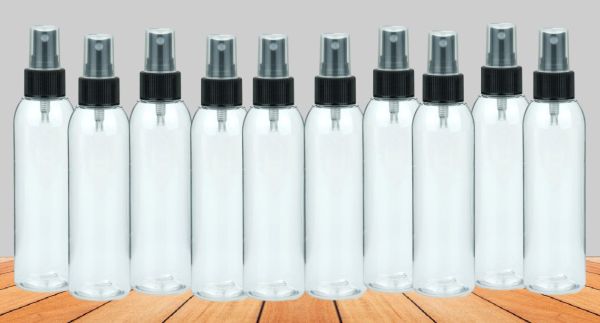 10 Stück PET Flasche 150 ml klar inkl. Spray Zerstäuber Pumpe