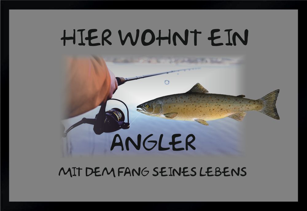 Fußmatte Schmutzfangmatte Angler mit Fang des Lebens F250 60x40 cm