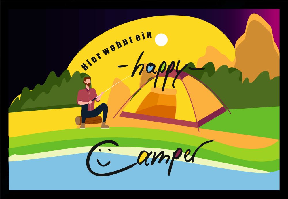 Fußmatte Schmutzfangmatte hier wohnt ein happy Camper F612 60x40 cm